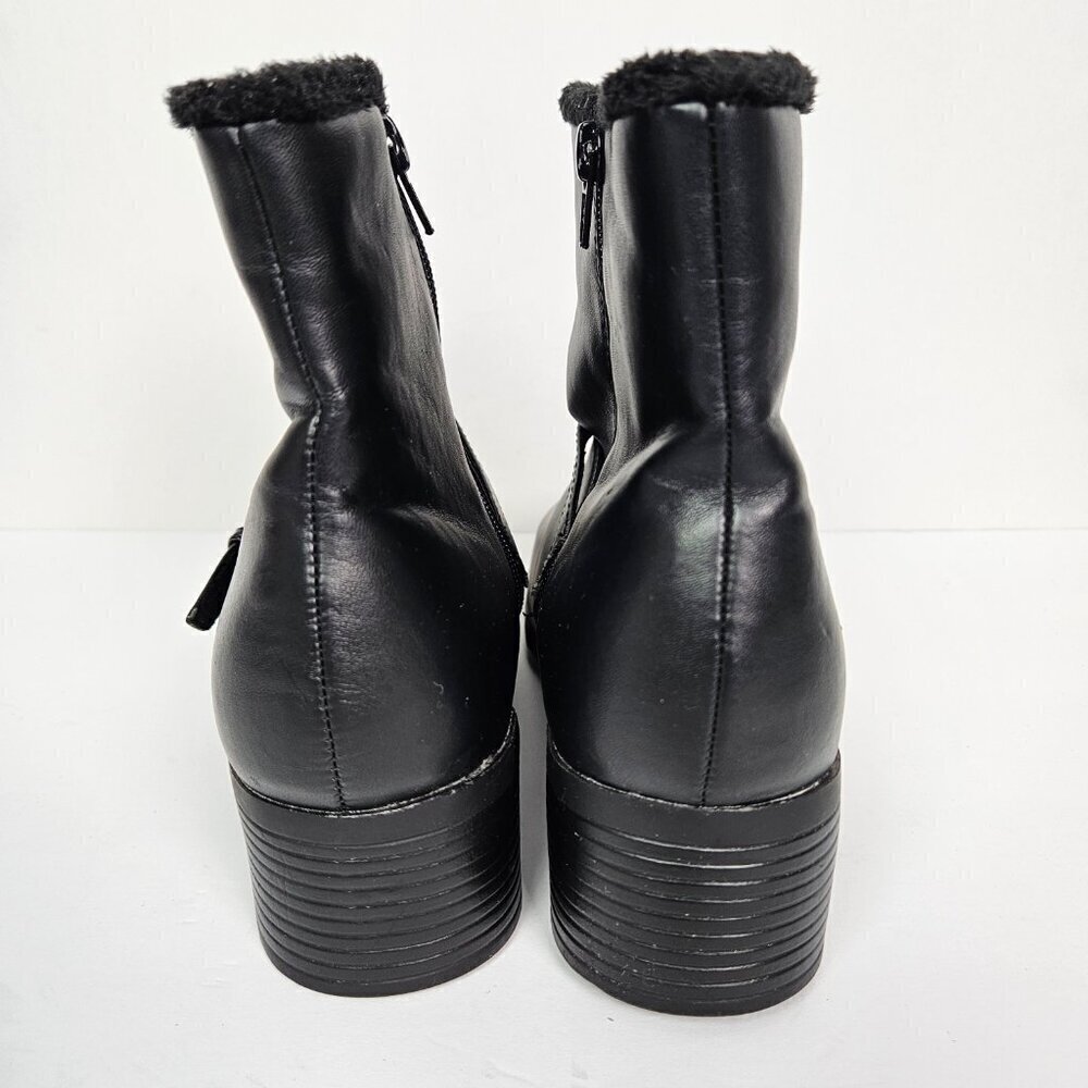 Khombu Madison Black Faux Leather/Fur Lined Winter Heel Boot 9.5 - Picture 7 of 10